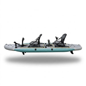 Inflatable tandem pedal kayak side profile