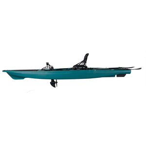 Compact pedal fishing kayak side profile