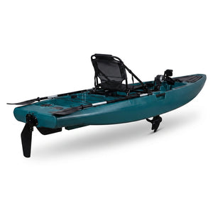 Pedal fishing kayak rear three-quarter view