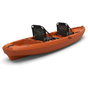 Tandem fishing kayak rear three-quarter view