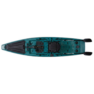 Pedal fishing kayak top-down deck layout