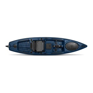 Pedal fishing kayak top-down deck layout