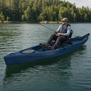 Angler pedal fishing on the 12ft kayak