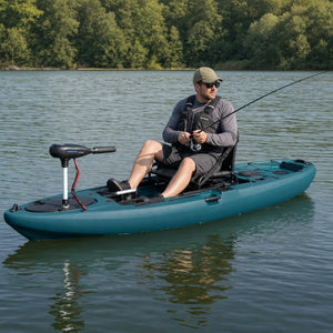 Angler on the motorised fishing kayak