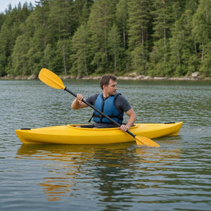 Paddler in the sit-in recreational kayak