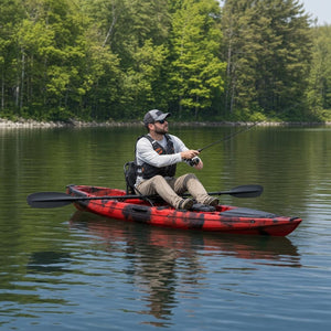 Angler fishing from the paddle kayak
