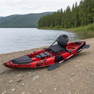 Paddle fishing kayak at the shoreline