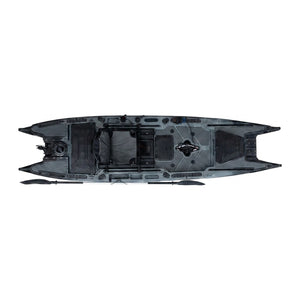 Catamaran fishing kayak top-down layout