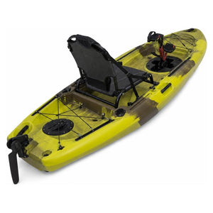 Pedal fishing kayak rear three-quarter view