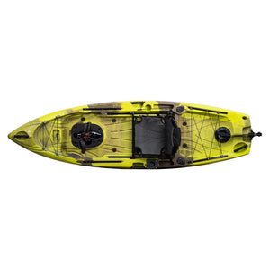 Pedal fishing kayak top-down deck layout